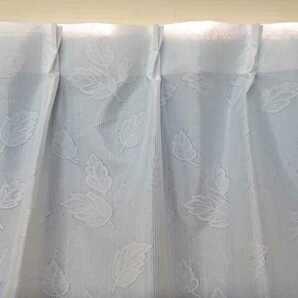 新品 防炎エコミラーレースカーテン １００X１００cm ２枚組 遮熱 断熱 ホワイト 葉 日本製の画像2