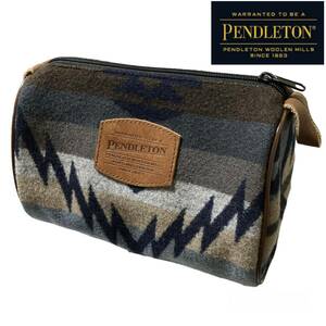 USA製 PENDLETON ペンドルトン ネイティブ柄 ウールブランケットポーチ　レザー使用　アメリカ製