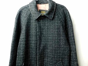 70s80s Vintage LONDON FOG London противотуманые фары твид шерсть пальто с отложным воротником чёрный белый 36