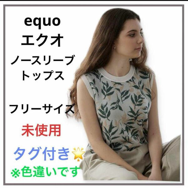 equo エクオ　ノースリーブ トップス　ボタニカルリーフ　フリーサイズ