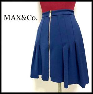 新品タグ付き MAX&Co 定価21,000円 マックスアンドコー ミニスカート フロントジップ 青 M