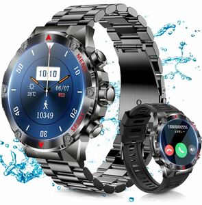  smart watch luxury army for explosion proof steel strap + silicon strap QIUYMI sport watch ( black )