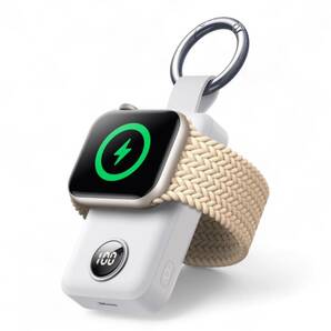 アップルウォッチ 充電器 JOYROOM最新設計 Apple Watch用 充電器 2000mAh内蔵バッテリー ポータブル 磁気急速充電 ホワイト　