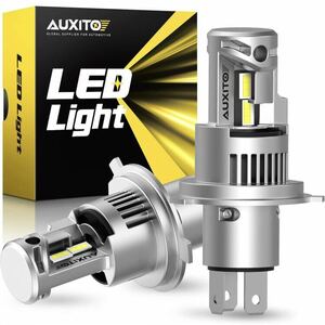 AUXITO H4 Hi/Lo LEDヘッドライト 車用 新基準車検対応 高輝度LEDチップ搭載 6000K 12V高速回転冷却ファン付け 2個入り ホワイト 