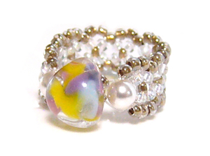 *COCO* Teardrop beads. ring ( yellow MIX)*