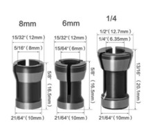 Mz402◆ルータービットのアダプター３点セット　トリマービットシャンクサイズ調整　8mm　6.35mm　6mm_画像2