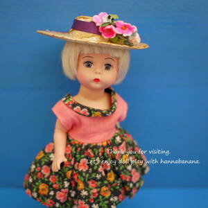 No Doll 200* 70 год передний Gin ja- цветочный принт переключатель платье комплект шляпа имеется *wenti* перец * Blythe тоже 