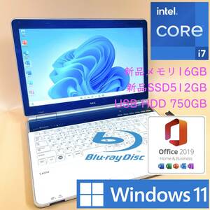 [最強i7+新品メモリ16GB+新品SSD512GB+HDD750GB] NEC Lavie LL750/F Intel core i7-2670QM/Windows11Pro/office2019 H&B/Blu-ray/WIFI/HDMI