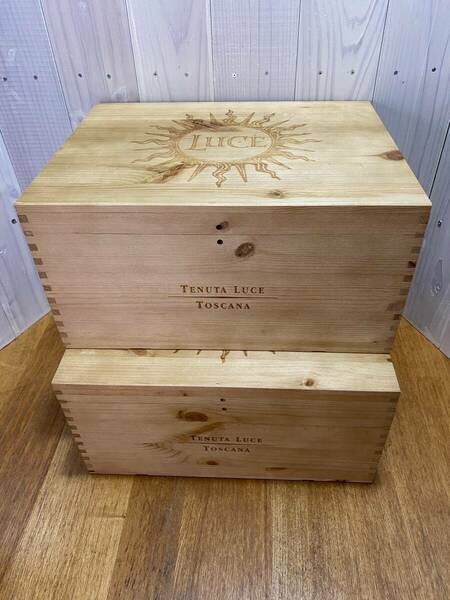 送料無料◆ワイン木箱◆LUCE◆2個セット◆木箱◆小物入れ◆蓋つきワイン木箱②
