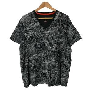 ARMANI EXCHANGE アルマーニエクスチェンジ Tシャツ 総柄 Vネック 半袖 XL 黒 メンズ A9