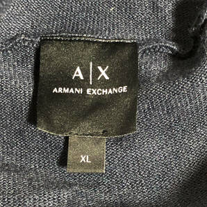 ARMANI EXCHANGE アルマーニエクスチェンジ ニット パーカー ジップアップ ロゴ XL ネイビー リネン混 メンズ A21の画像8