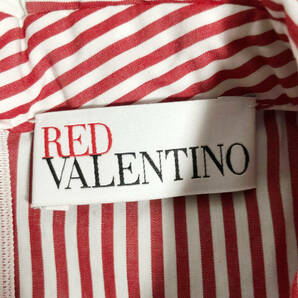 RED VALENTINO レッドヴァレンティノ ブラウス シャツ ストライプ 半袖 フリル 40 白 赤 イタリア製 プルオーバー レディース A24の画像7