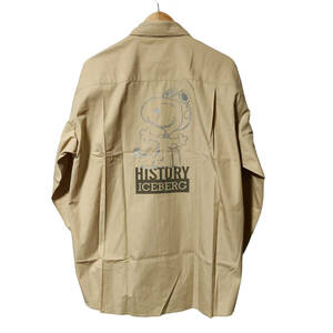 ICEBERG HISTORY アイスバーグ スヌーピー ボタンダウンシャツ バックプリント 刺繍 ロゴ XL ベージュ イタリア製 メンズ A9
