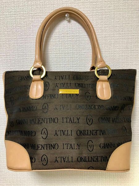 トートバッグ　ハンドバッグ　ジャンニバレンチノ　茶色　モノグラム　美品　ブラウン　母の日　GIANNI VALENTINO　