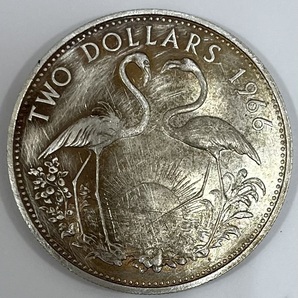 #16796E バハマ諸島 2ドル 銀貨 シルバー 1966年 約29.7gの画像2