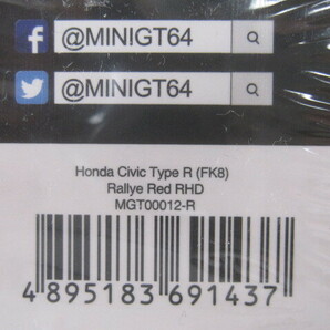 MINI GT 12 ホンダ シビック Type R 右ハン 1/64 新品未開封 【同封可】の画像2