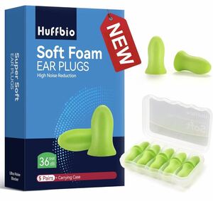 HUFFBIO revolution .. ear plug sleeping for, soft foam,5 pair,-36dB, 2023 new noise cancel ring design 