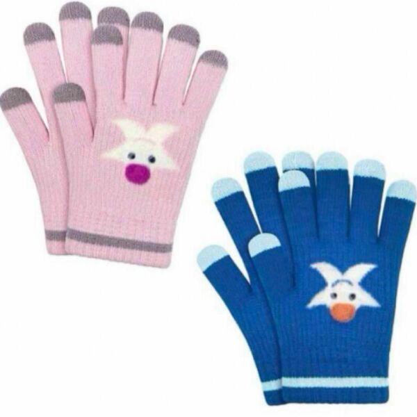 夢の物 子供用 手袋 2枚組 マシュマロタッチ 裏起毛　ふわふわ ピンク　ブルー