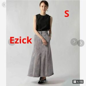 ★美品★Ezick エジック デニムロングフレアスカート S グレー