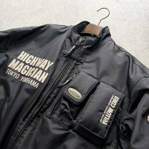 YELLOW CORN イエローコーン Lサイズ バイクジャケット ライダースジャケット ナイロン 刺繍ロゴ ブラック 黒 プロテクター メンズの画像5