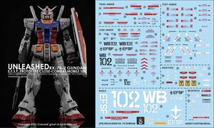 PG UNLEASHED 1/60 RX-78-2 ガンダム用水転写式デカール　炎社製 3枚版