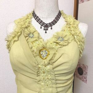 ノーベスパジオ ビジューシースルートップス 胸元モチーフ 襟レース お花モチーフレース jewelry