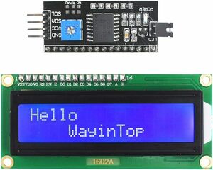 WayinTop 1602 LCD ディスプレイモジュール 16×2キャラクタ 青 バックライト付き 白抜き + IIC/I2C/