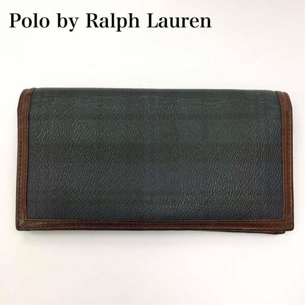 Polo by Ralph Lauren ポロバイラルフローレン ロングウォレット PVC長財布 革レザー ブラックウォッチ メンズ 紳士小物