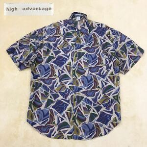 high advantage ハイアドバンテージ シルクシャツ ヴィンテージ 半袖柄シャツ メンズ サイズL