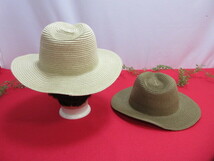 【OH7800/10】earth/アース　レディース用　麦わら帽子2個セット　ハット　帽子　夏用帽子　サイズF　ベージュ/ブラウン_画像3