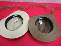 【OH7800/10】earth/アース　レディース用　麦わら帽子2個セット　ハット　帽子　夏用帽子　サイズF　ベージュ/ブラウン_画像4