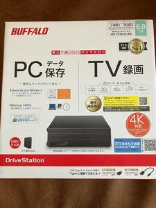 BUFFALO 　6TB 　外付けHDD 　テレビ録画＆パソコン＆PS4対応　 横&縦置き可能