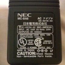 NEC MC-BA6 モバイルギア　ACアダプター 9V/1000mA 動作確認済　送料無料！②_画像2