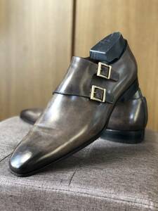 華麗なるサントーニ|Santoni|表記7.5|26.5㎝|ダブルモンク|グレー|パティーヌ|k1122