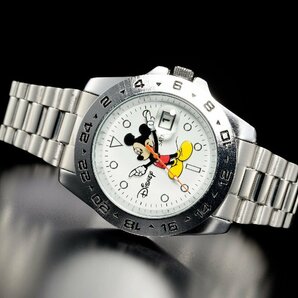 1円～ 1スタ アナザーヘブン×Disney限定MICKEYミッキーマウス別注コラボ時計/美しいオレンジ秒針エクスプローラーⅡ/5気圧新品逆輸入の画像2