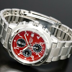 1円～ 1スタ セイコー 正規品 海外モデル SEIKO 逆輸入 ワインレッド 新品 1/20秒 高速クロノグラフ 腕時計 メンズ激レア入手困難 50m防水の画像5