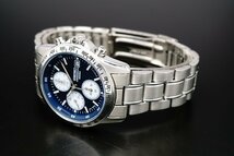 1円～ 1スタ セイコー 正規品 海外モデル SEIKO 逆輸入 ネイビー&ホワイト 1/20秒 クロノグラフ 新品 タキメーター腕時計 100ｍ防水_画像6