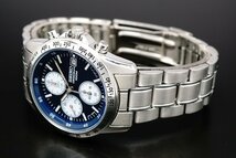 1円～ 1スタ セイコー 正規品 海外モデル SEIKO 逆輸入 ネイビー&ホワイト 1/20秒 クロノグラフ 新品 タキメーター腕時計 100ｍ防水_画像5