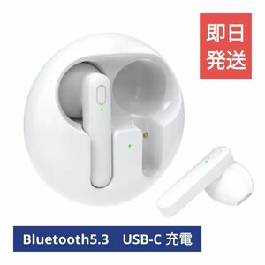 【新品】ワイヤレスイヤホンP90白【Bluetooth】USB-C充電