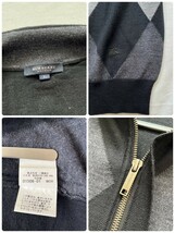 美品 春夏向け 薄手ニット【BURBERRY LONDON】ジップアップセーター サイズL ネイビー ホース刺繍 ブルゾン_画像10