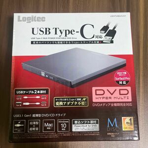 ロジテック DVDドライブ 外付け ポータブルUSB3.0 USBType-Cコネクタ付 Microsoft Surface対応 