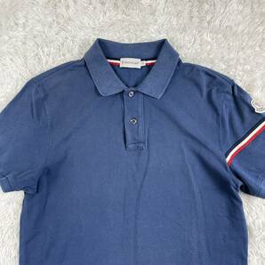 モンクレール ポロシャツ ネイビー ロゴワッペン トリコロールライン MONCLER 半袖 襟付き MAGLIA POLO MANICA CORTA 紺 Tシャツの画像2