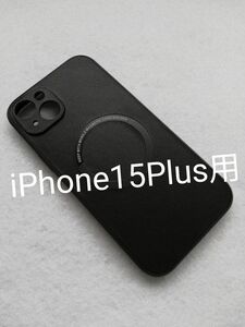 iPhone15Plus 用ケース MagSafe対応 PUレザー オールブラック