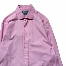Polo Ralph Lauren ポロ ラルフローレン 長袖シャツ REGENT ピンク 16 40-41 XLサイズ相当 マチ付き 裾ポニー 刺繍 襟芯 コットン 100%_画像4