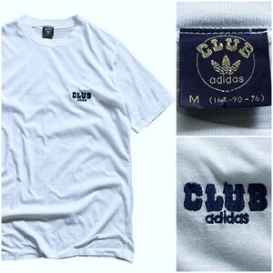 80's CLUB adidas クラブ アディダス ヴィンテージ Tシャツ シングルステッチ ホワイト 白 ワンポイント 刺繍 ロゴ デサント期 Mサイズ 