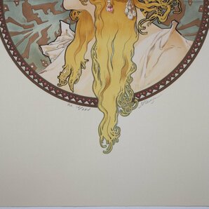 ミュシャ Alphonse Mucha 「ブロンド (The Blonde)」版画（リトグラフ）※シートのみ出品 摺師直筆サイン有り 250部限定（本作品HC）真作の画像2