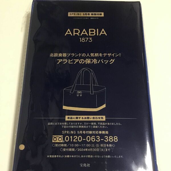 SPRiNG 5月号　特別付録　ARABIA 1873 アラビアの保冷バッグ