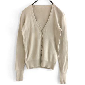 [ Benetton BENETTON]V neck cotton knitted cardigan light beige S size lady's V neck cardigan cotton 100%