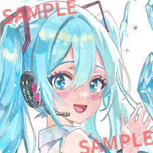 Art hand Auction Handgezeichnete Illustration Hatsune Miku Vocaloid Miku-chan Miku Miku Crystal A4 Doujin Analog Originalbild 2404024, Comics, Anime-Waren, handgezeichnete Illustration