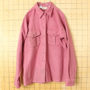 70 -х 80 -х годов США LLBEAN Cotton Shamo Cross рубашка Pink Ladies XL Эквивалентные мужчины L Экедиалентный длинное рукав Американская старая одежда